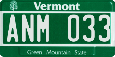VT license plate ANM033