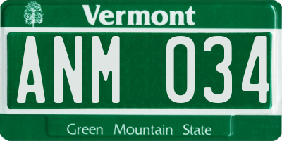 VT license plate ANM034