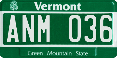 VT license plate ANM036
