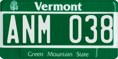 VT license plate ANM038