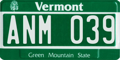 VT license plate ANM039