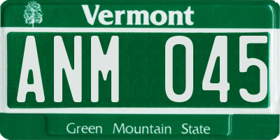 VT license plate ANM045