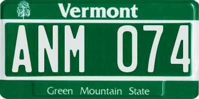 VT license plate ANM074
