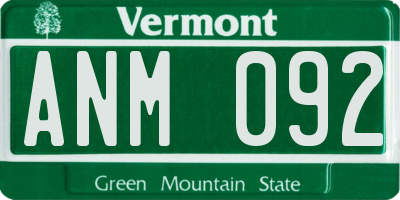 VT license plate ANM092