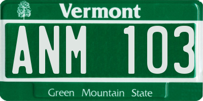 VT license plate ANM103