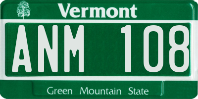 VT license plate ANM108