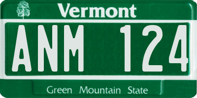 VT license plate ANM124