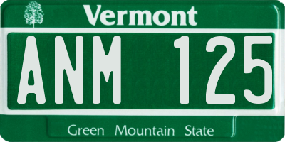 VT license plate ANM125