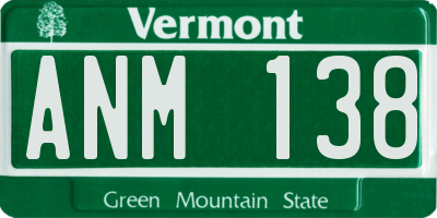 VT license plate ANM138
