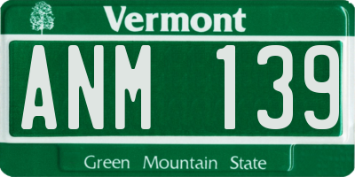 VT license plate ANM139