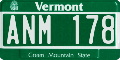 VT license plate ANM178