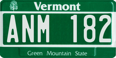VT license plate ANM182