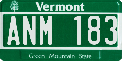 VT license plate ANM183