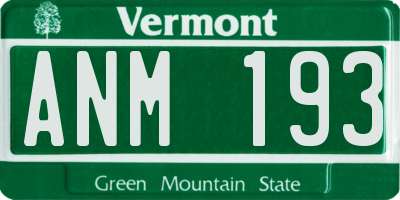 VT license plate ANM193