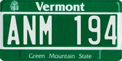 VT license plate ANM194
