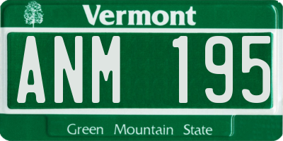 VT license plate ANM195