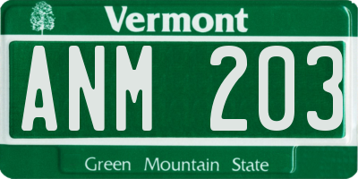 VT license plate ANM203