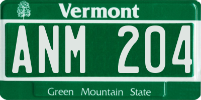 VT license plate ANM204