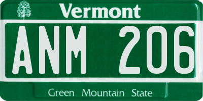 VT license plate ANM206