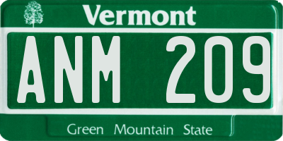 VT license plate ANM209