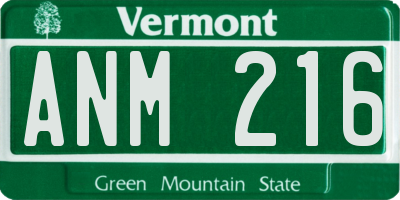 VT license plate ANM216