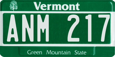 VT license plate ANM217