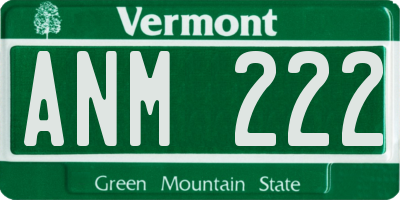 VT license plate ANM222