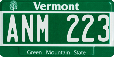 VT license plate ANM223