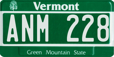 VT license plate ANM228