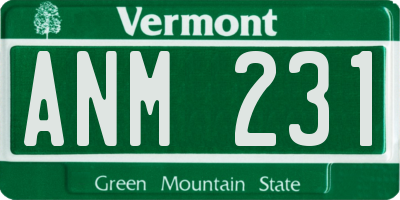 VT license plate ANM231