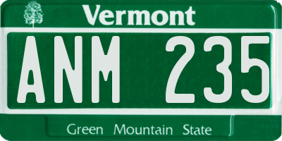 VT license plate ANM235