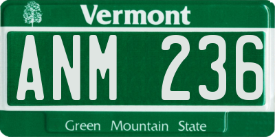 VT license plate ANM236