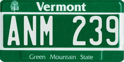 VT license plate ANM239