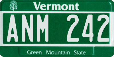 VT license plate ANM242