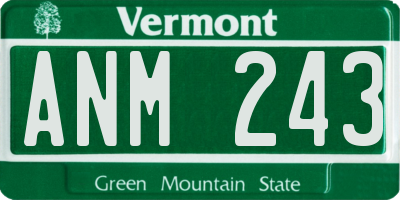 VT license plate ANM243