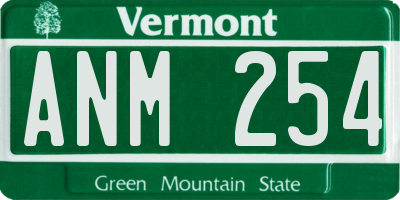 VT license plate ANM254