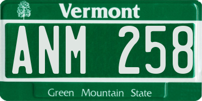 VT license plate ANM258