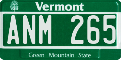 VT license plate ANM265