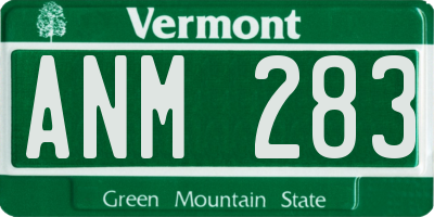 VT license plate ANM283
