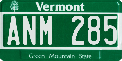 VT license plate ANM285
