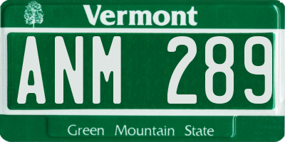 VT license plate ANM289