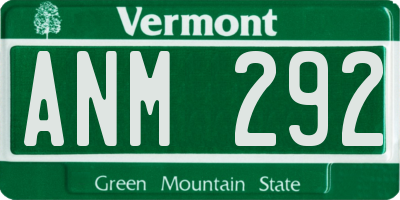 VT license plate ANM292