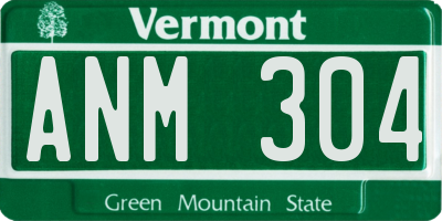 VT license plate ANM304