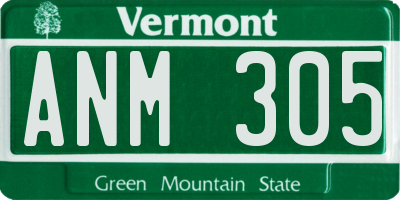 VT license plate ANM305
