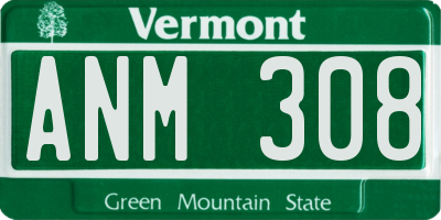 VT license plate ANM308
