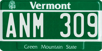 VT license plate ANM309