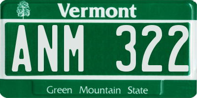 VT license plate ANM322