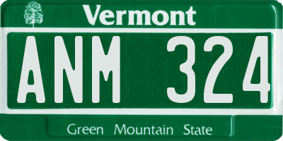 VT license plate ANM324