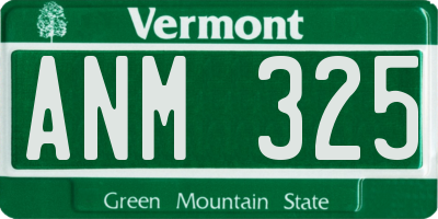 VT license plate ANM325
