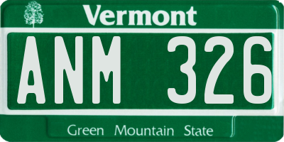 VT license plate ANM326